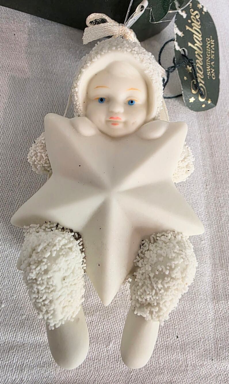 Dept. 56 Snowbabies "Swinging on a Star" Ornament NOS NIB 3 1/2" Tall Holiday